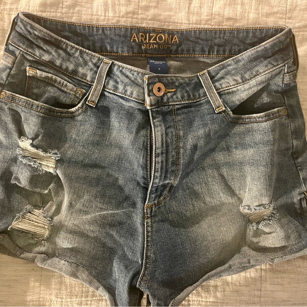 Arizona Jean Company High Waist Denim Shorts - Blue